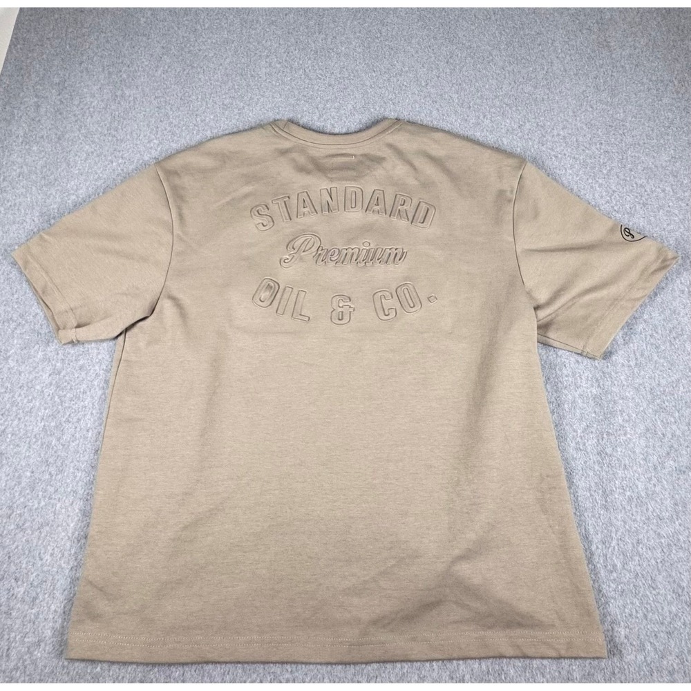Lark & Owl Speed Shop T-Shirt Mens L Brown Embossed Moto Boxy Tee